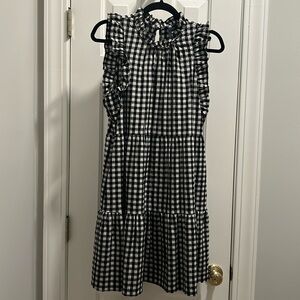Maeve by Anthropologie black and white gingham tiered dress size medium